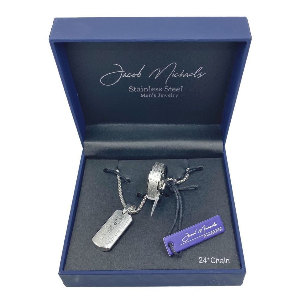 Jacob Michaels Stainless Steel Men’s Jewelry - Size 10 or 11
